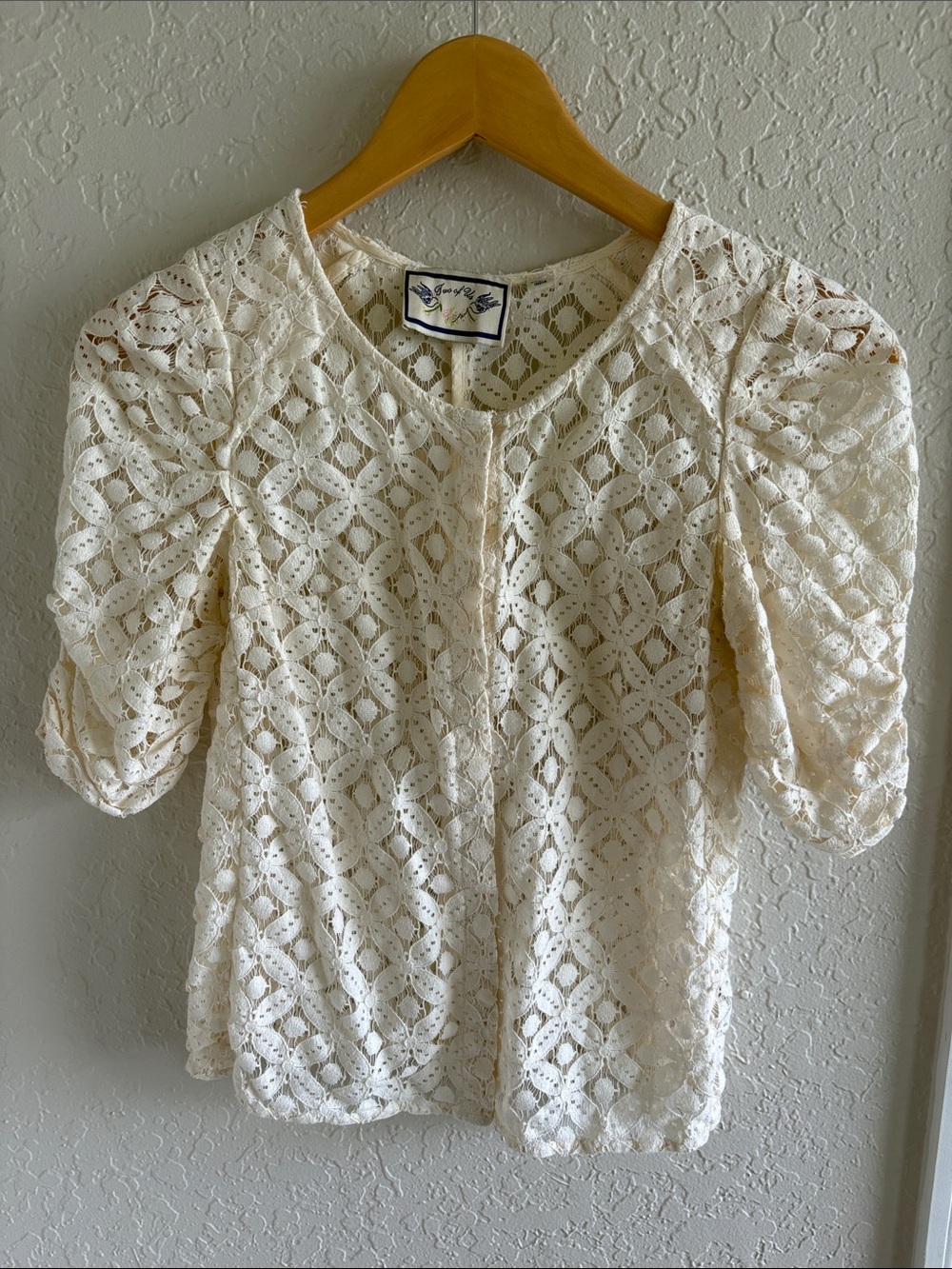 Anthro “Two of Us” Lace Ivory Blouse Size 2